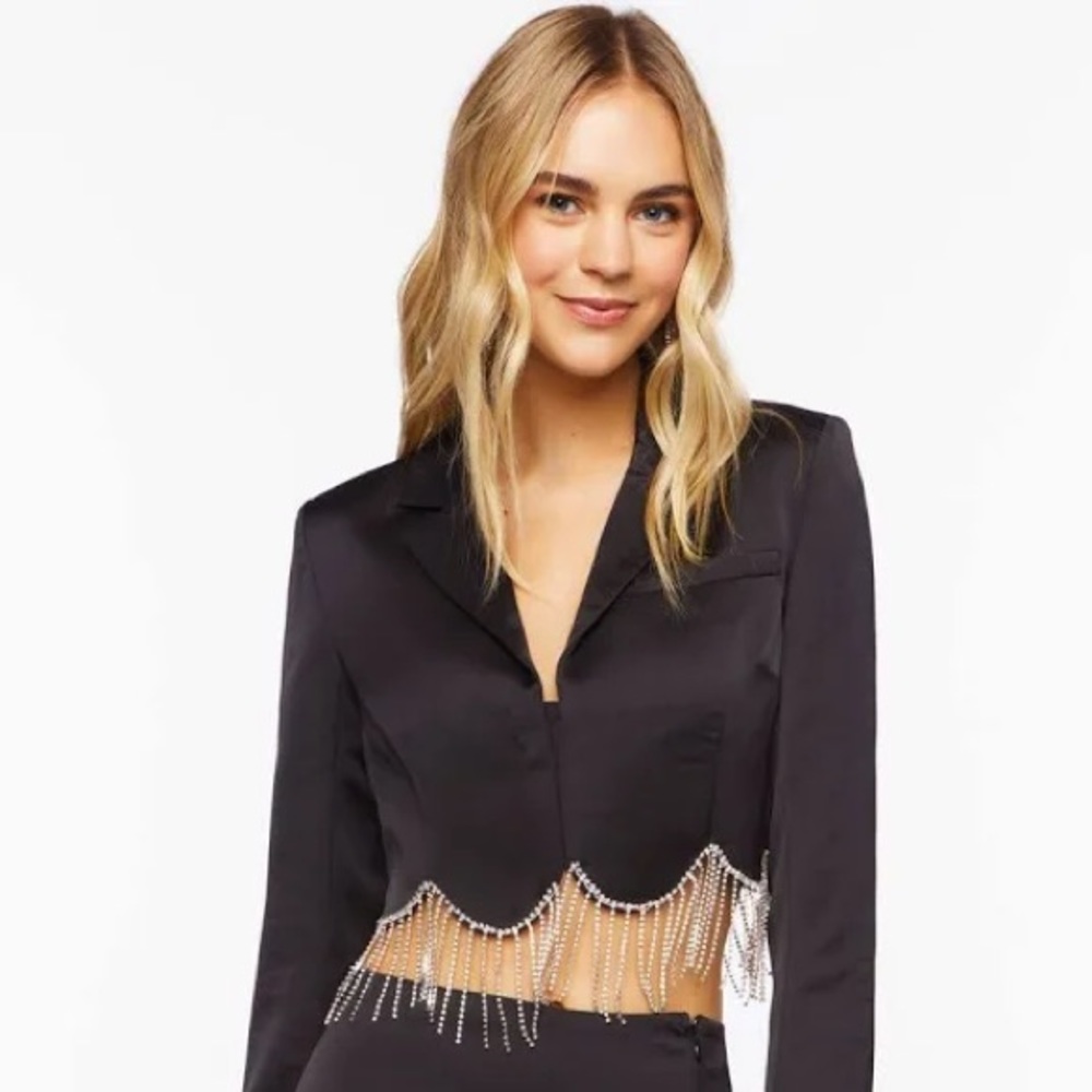 Forever 21 | rhinestone fringe blazer